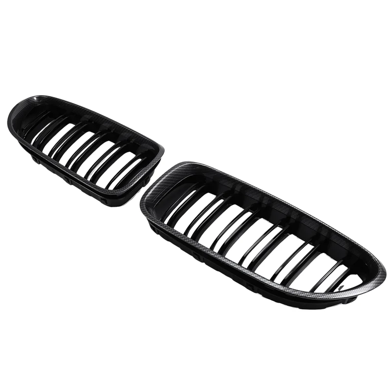

Universall For BMW F06 F12 F13 6-Series M6 Style 2012-2017 Carbon Fiber Style + Gloss Black Front Grilles Grille