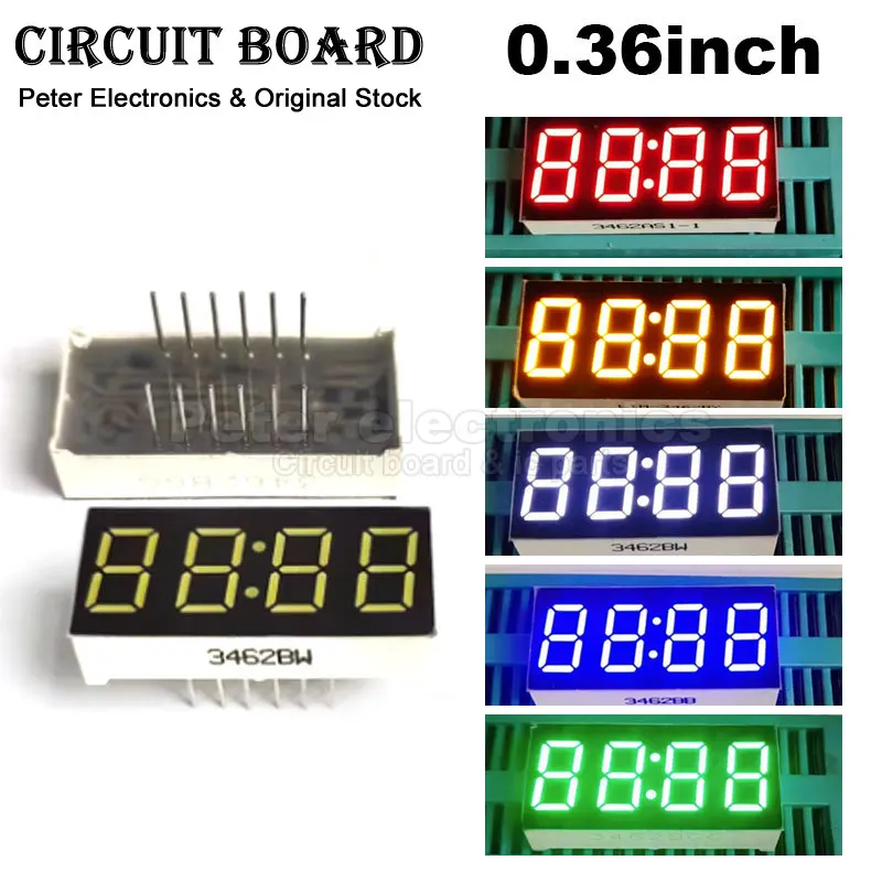 5pcsLED Nixie Tube 0.36 Inch 4-bit Clock Nixie Tube 3462 High Light Cathode Anode Red Blue White Emerald Green Yellow