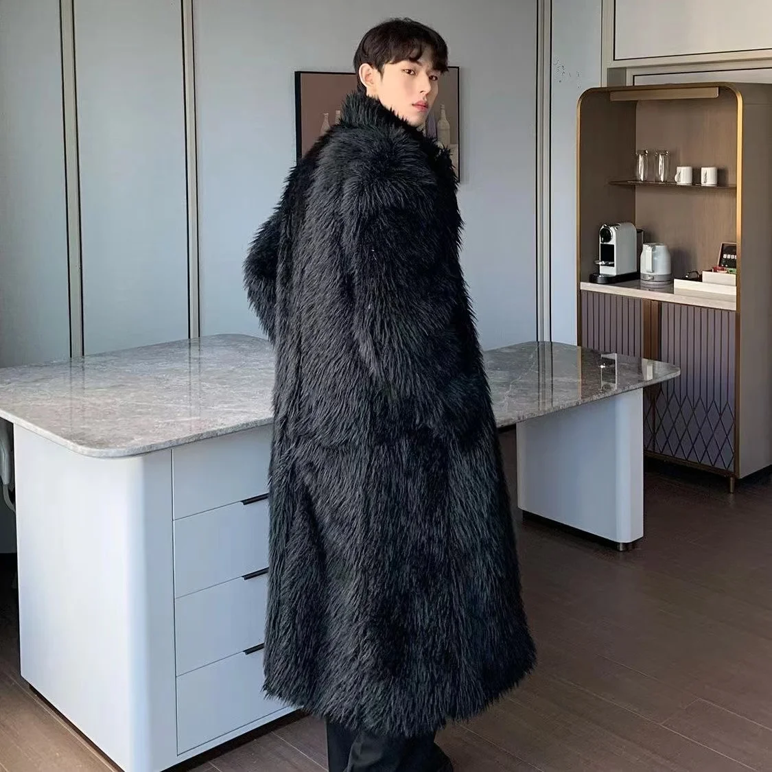 2024 Thicken Warm Overcoat Men's Cold Resistant -20 Degrees Celsius Long Fox Fur Garment Trendy Fashion Male Coat Winter