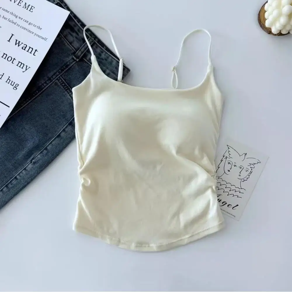 المرأة تانك القمم سليم حبال تي شيرت أسود أبيض لون نقي قاع الدبابات بروتيل مع وسادة الصدر مثير المحاصيل القمم رداء علوي غير رسمي