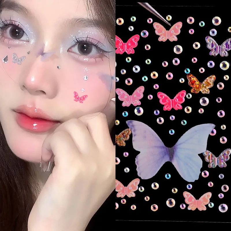 3D Rhinestone Bright Face Eye stickers Glitter Makeup Jewelry Sticker on Face crystals Gems jewels diamonds decoration