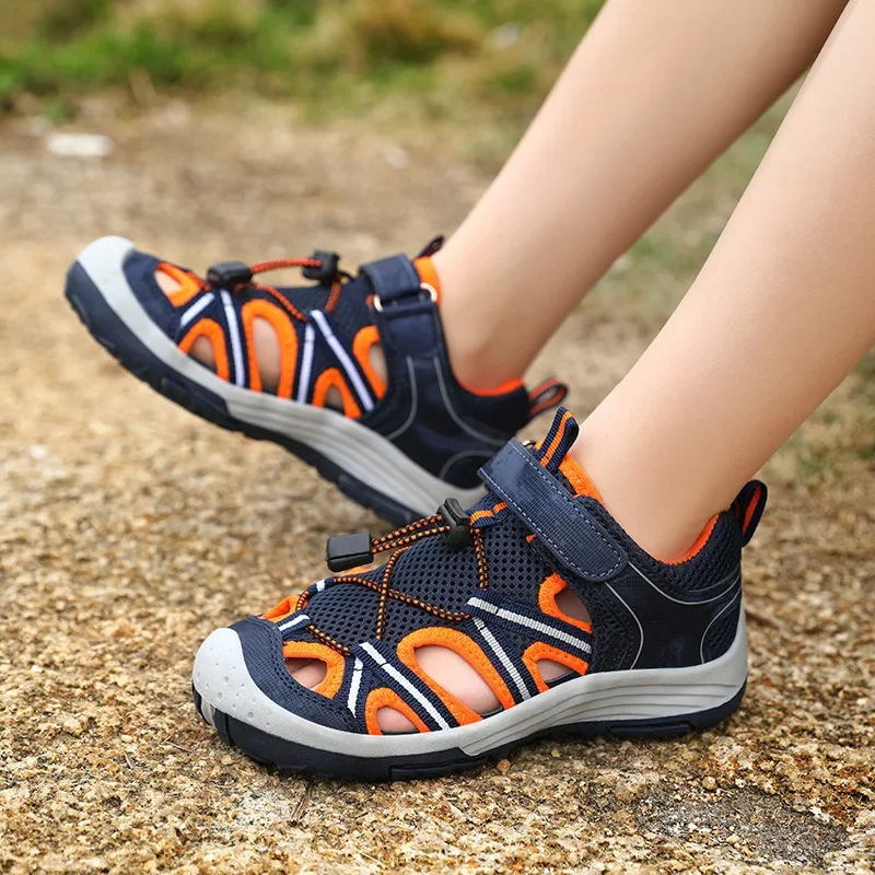 Zapatos con montura para niños, sandalias para exteriores, antideslizantes, suela suave, informales, novedad de verano