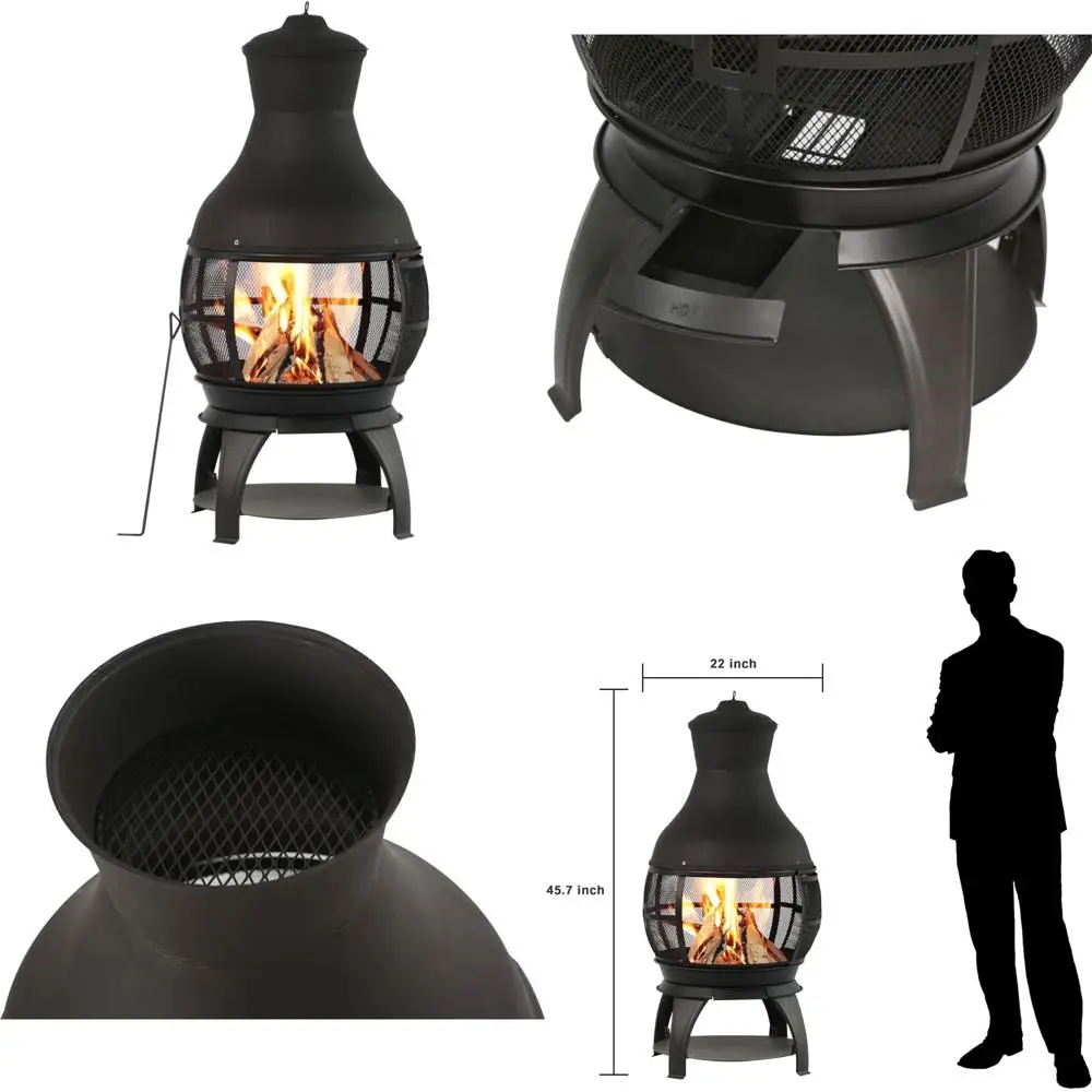 حفرة مدفأة شمينيا تعمل بالخشب في الهواء الطلق، بني-أسود #1