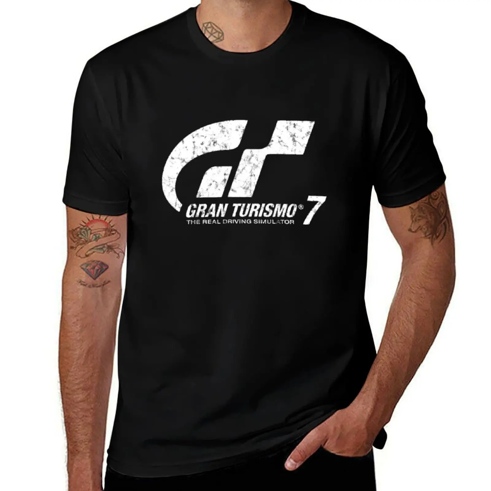 

Gran Turismo 7 Distressed Logo T-Shirt vintage t shirts graphic t shirts men clothing