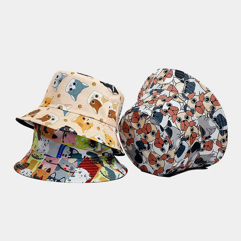 Four Seasons Cotton Cartoon Print Bucket Hat Fisherman Hat Outdoor Travel Sun Cap For Men And Women 179