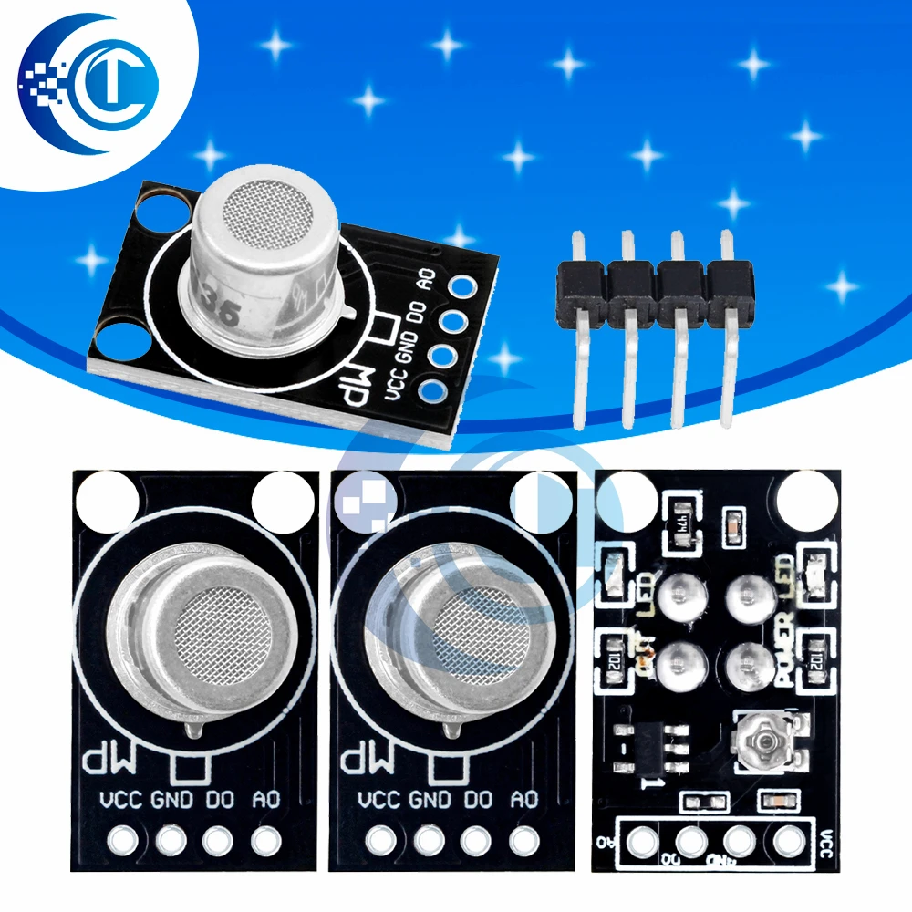 MP Series Gas Sensors (MP-2/MP-4/MP-135) Mini Module for Arduino & STM32, Air Quality Detection