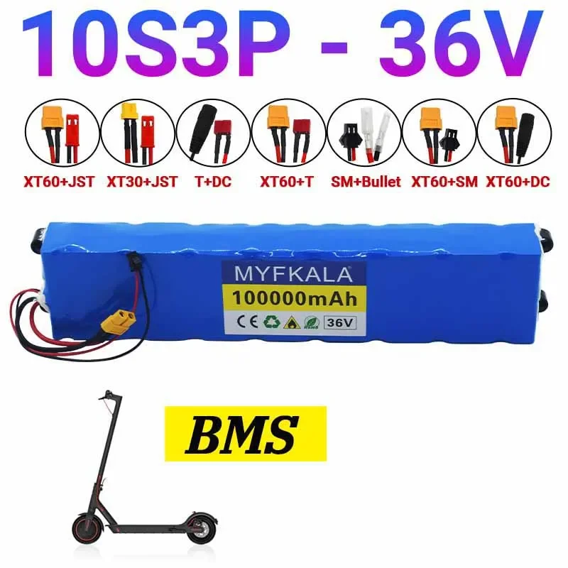 2025 100% New10S3P 36V 100Ah 36v Electric Scooter Battery Pack 18650 Lithium M365 Electric Scooter 36v Battery Scooter