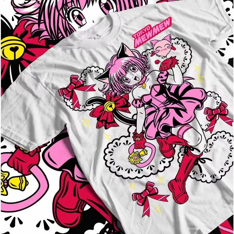 Tokyo Mew Mew Ichigo Momomiya Graphic T‑Shirt Retro Girl Print Men Women Casual Short Sleeve Unisex Streetwear Anime Tees Tops