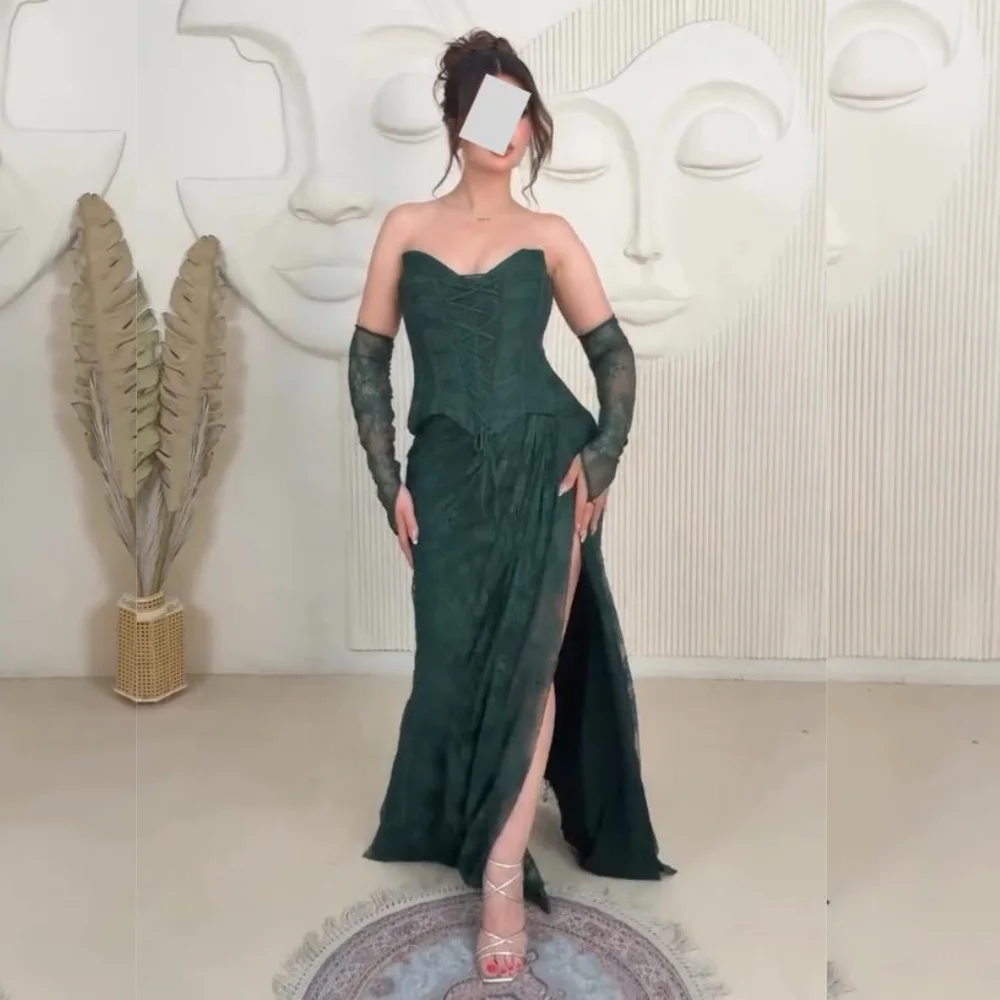 

Customized Pleat Lace-up Sweetheart Neck A-line Long Dresses Bespoke Occasion Women's Evening Elegant Party Wedding Charming