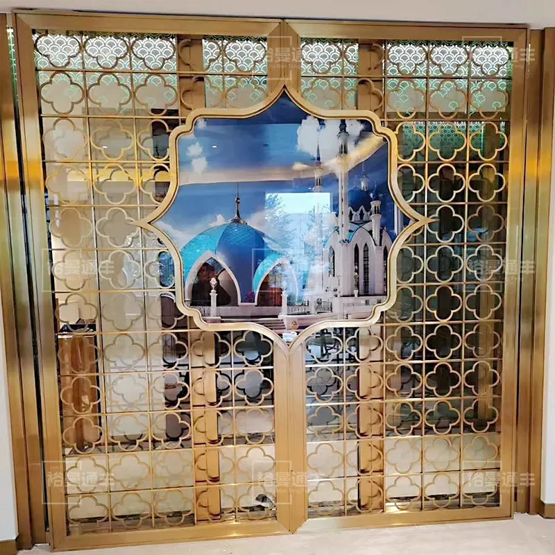 New Chinese Style Hollow Stainless Steel Plum Blossom Screen Partition Light Luxury Background Fence for Restaurant Hotel Tea