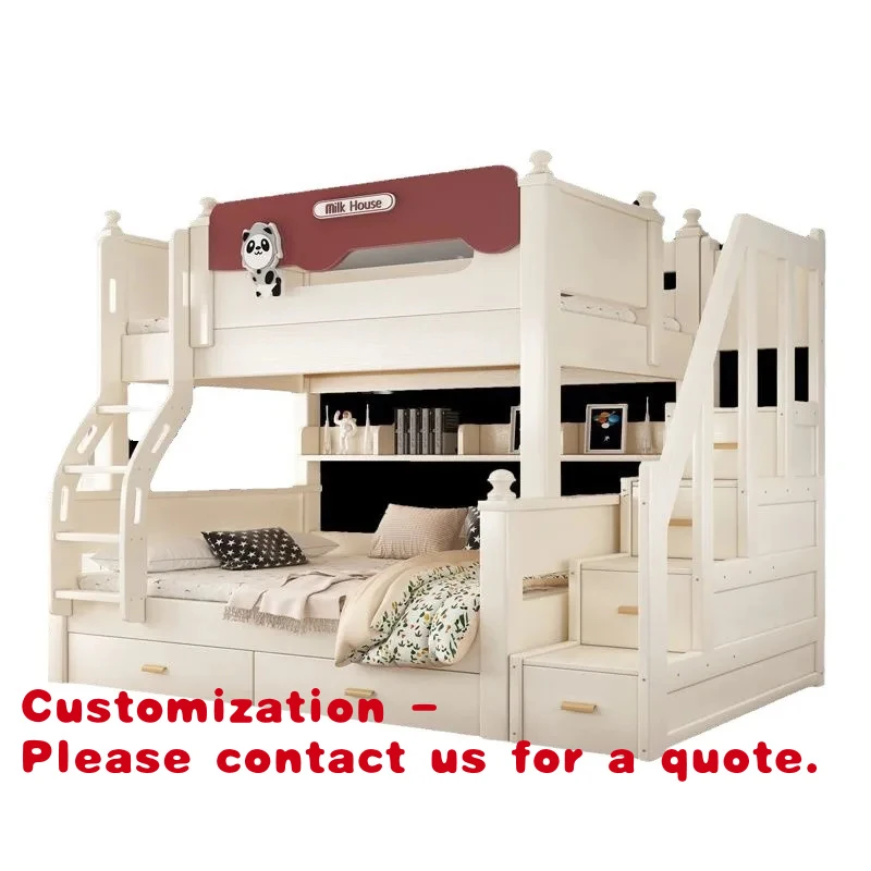 

Customize.Comfortable Solid Wood Modern Kids Bunk Bed Set with Bookshelf Drawer Bedroom School Hotel & Kindergarten Use (Cus