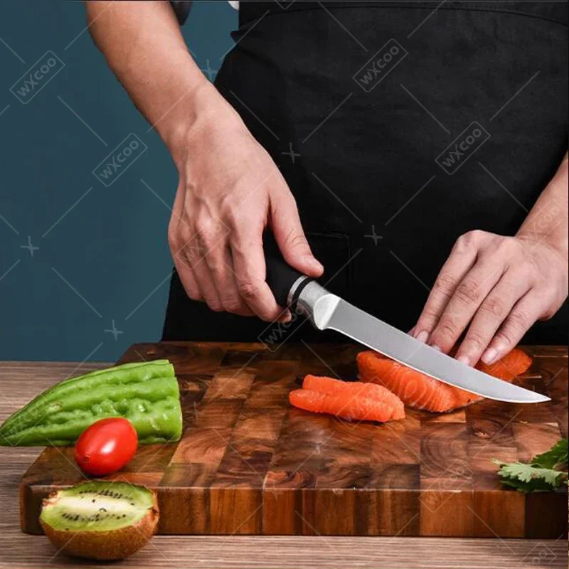 WXCOO 6inch Professional Fillet Boning Knife for Meat Cleaver Fruit Peeling Knife with Cover Stainless Steel Japanese Fish Knife