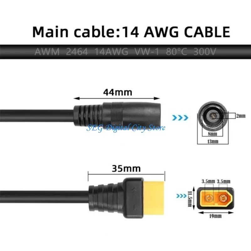 

U75B XT60 to 8mm DC8020 Power Adapter Cable 14AWG for Outdoor Energy Solution