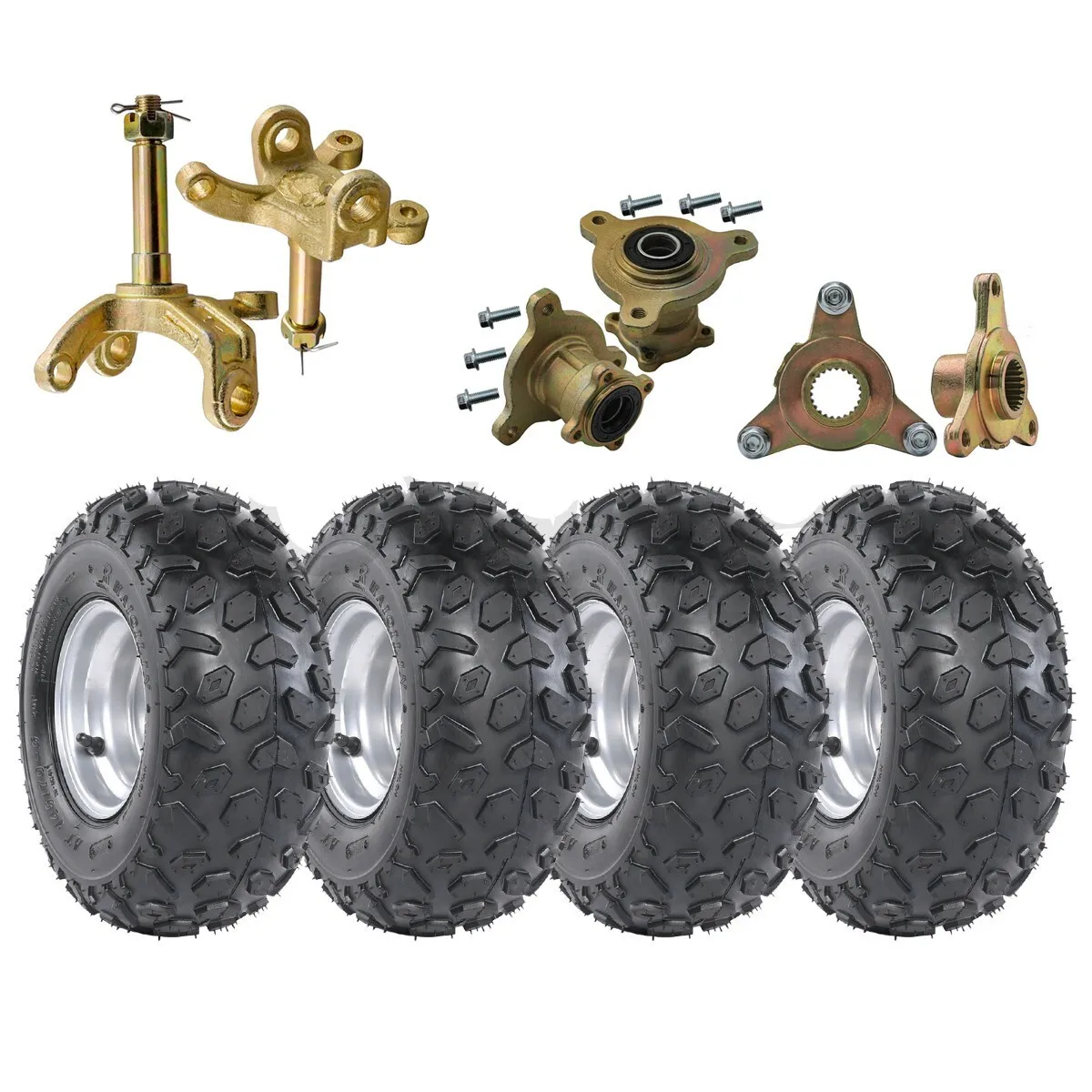 

4pc 6" ATV 145/70-6 Tire Wheel Rim + 3 Stud Spindle Hub for Quad Dirt Bike 125cc Go Kart