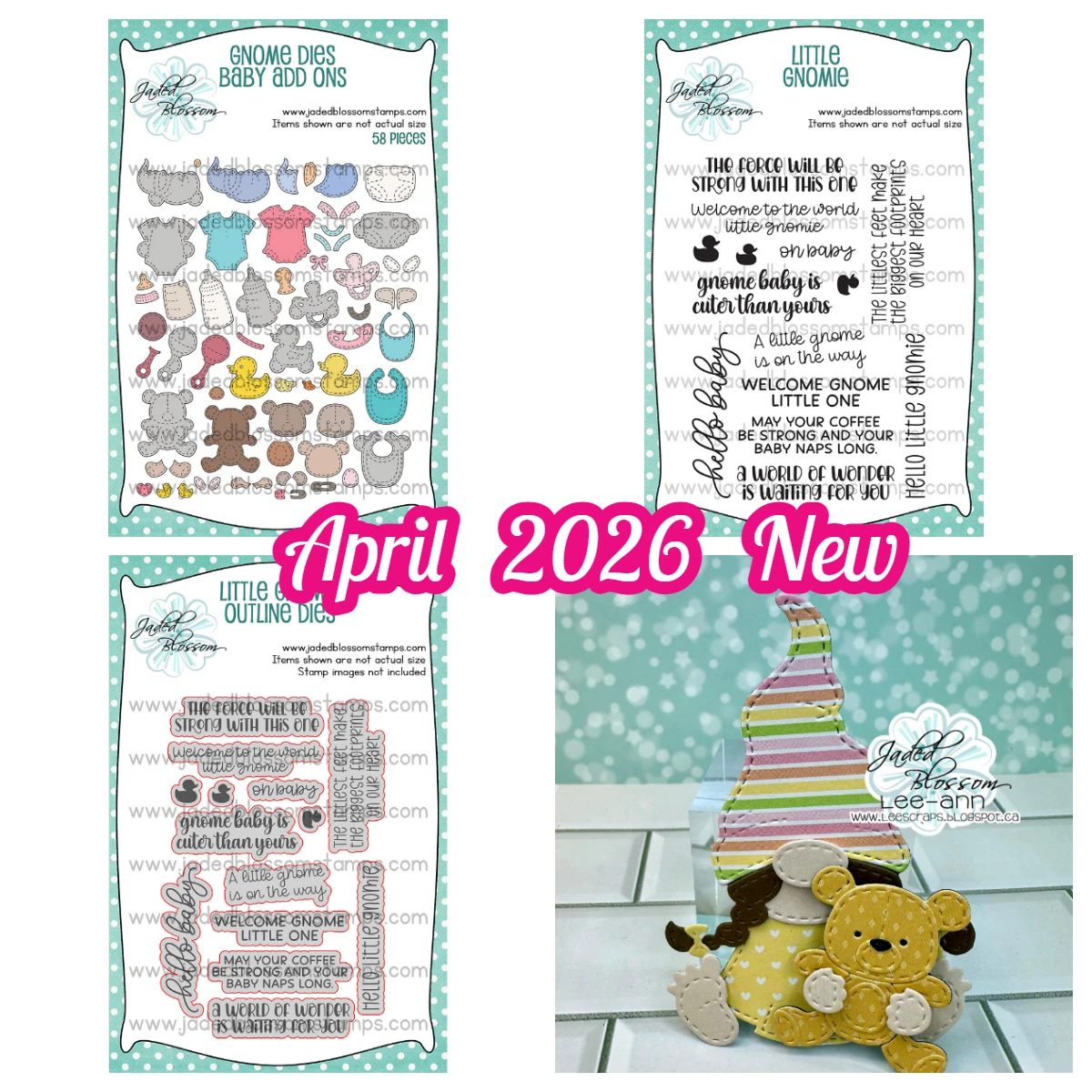 

April 2026 New Metal Cutting Dies Stamps for DIY Handmade Scrapbooking Card Jaded Blossom Gnome Dies: Baby Add Ons Little Gnomie
