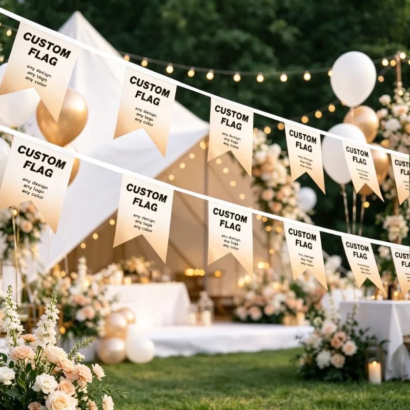 12pcs a String Custom Swallowtail Bunting String Flags, Polyester Small Pull Flag Banner, for Indoor Outdoor Party Home Decor