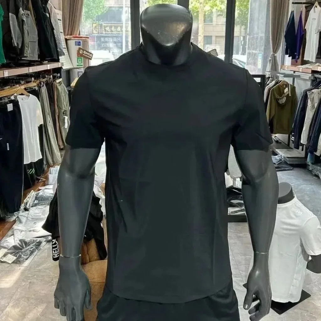 Solid Color Men's T-Shirt, Summer New Arrival, Outdoor Mesh Sports, Breathable, Elastic, Loose Casual, Quick-Drying Crew Neck image 4