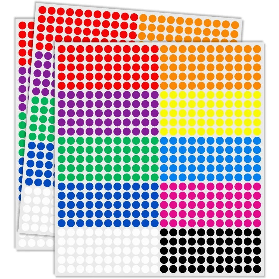 1 4 "تحريك نقطة ملونة صغيرة 2750 قطعة دائرية تحريك صغيرة صغيرة ملصقات ترميز ملونة صغيرة ملونة #1
