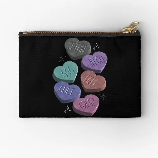 Creepy Heart Candy  Zipper Pouches Socks Bag Money Storage Packaging Panties Pure Coin Key Women Cosmetic Wallet Small Underwear