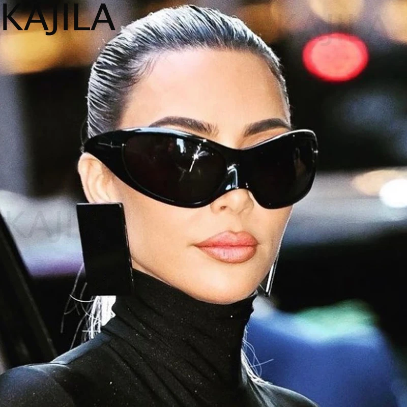 Übergroße Y2K-Punk-Sonnenbrille für Damen, 2026, Luxusmarke, Warp Around, Steampunk-Sonnenbrille für Damen, Shades, Vintage-Brillen, UV400 – Detail 1