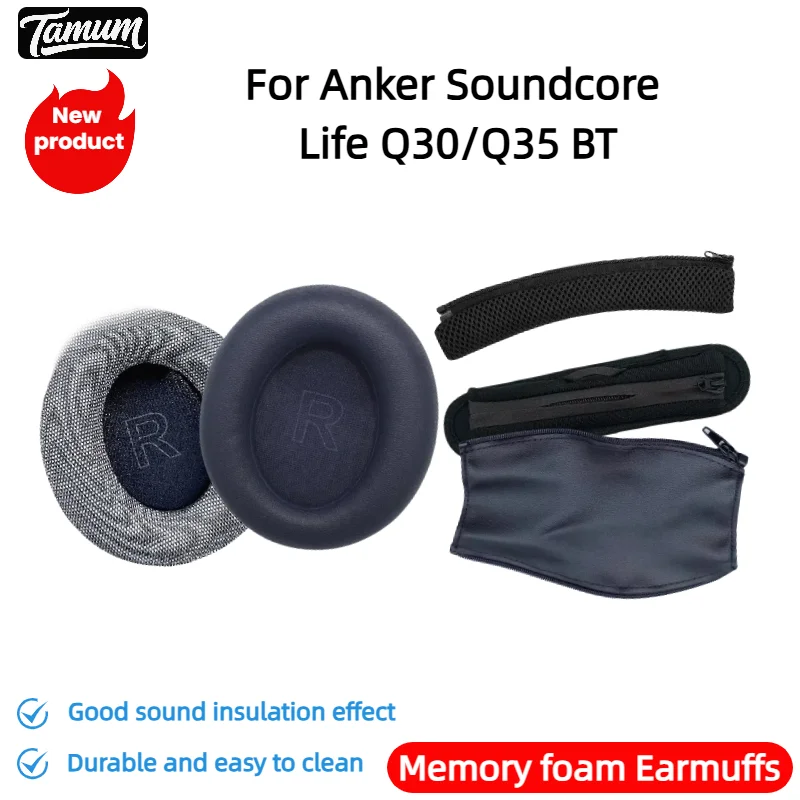 

TAMUM Replacement Earpads With buckle For Anker Soundcore Life Q30/Q35 BT Ear Cushion Headphone Ear Pad