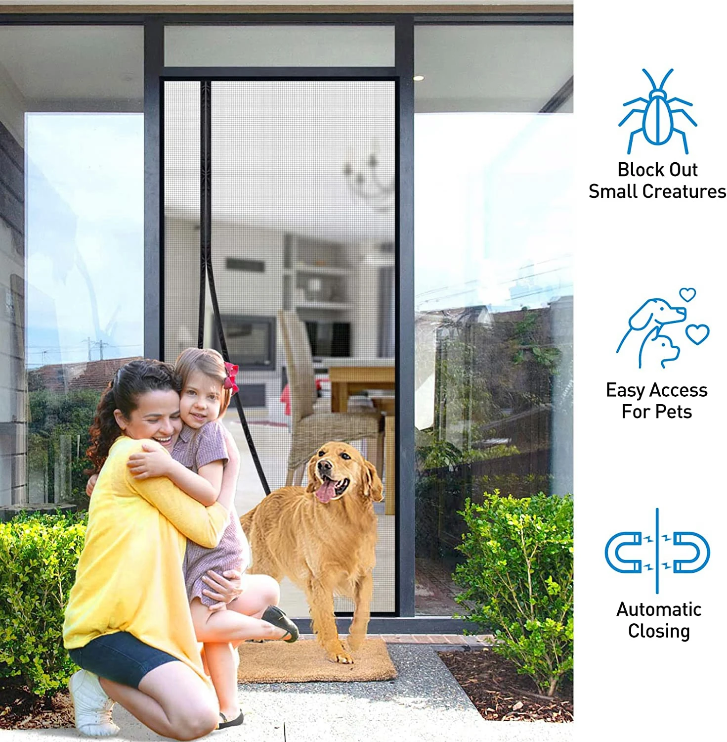 EROCACA Side Open Magnetic Door Screen Mosquito Net Custom Size Curtain Fly Insect Anti-mosquito Invisible Mesh Summer Indoor