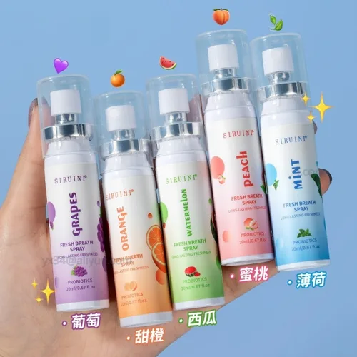 Ambientador para el aliento en aerosol, artefacto con sabor a fruta, portátil para hombre y mujer, espray de limpieza en aerosol para la boca, Ос Garonaжель Для Рта