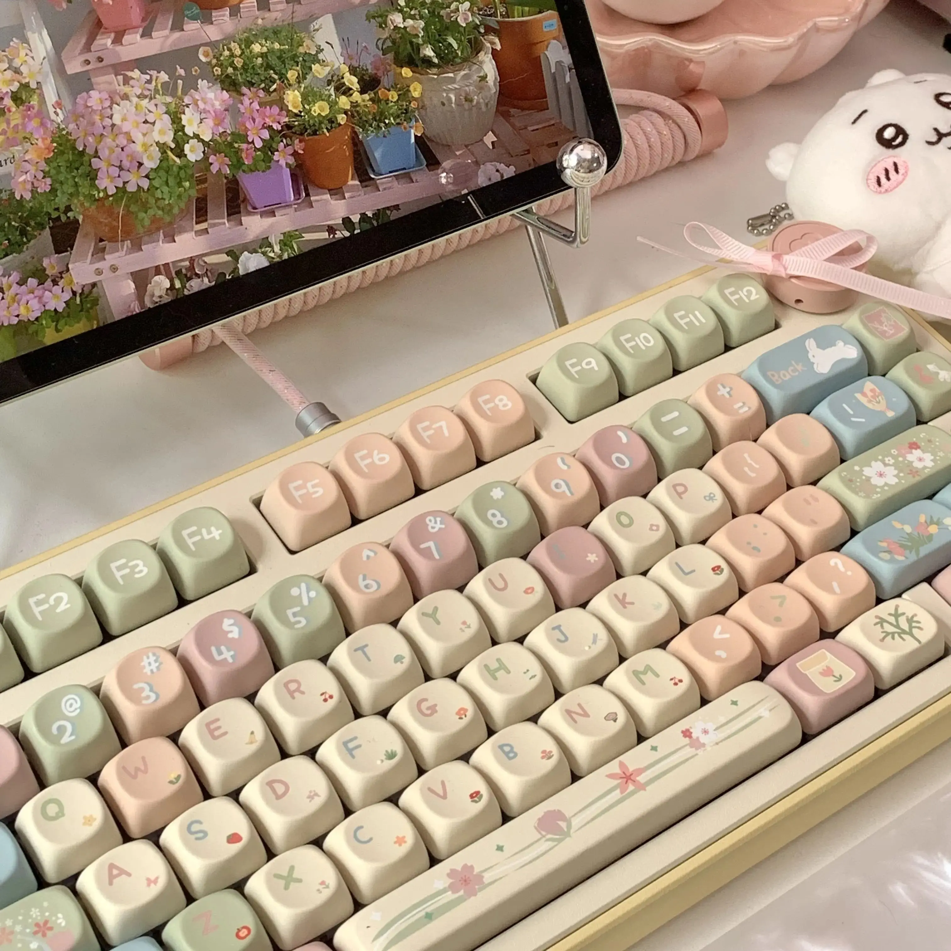 MOA Keycaps Cute Alice Keycaps Cute Keycaps 141 teclas PBT Sublimação Mecânico Teclado Cap 2.25 U 2.75U