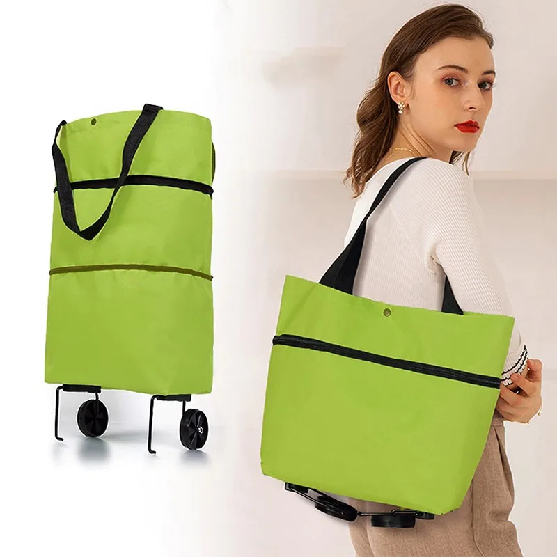 Folding Shopping Pull Cart Trolley Bag With Wheels Foldable Shopping Bags Reusable Grocery Bags Food Organizer Vegetables Bag