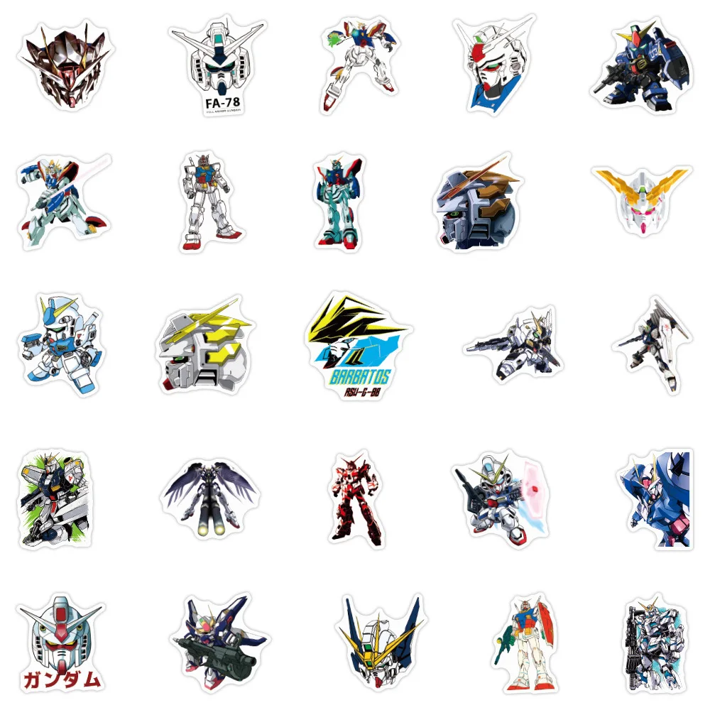 Desenhos animados Anime Gundam Adesivos, Cool Graffiti Decalques, Decorações DIY, Telefone, Garrafa de Água, Etiqueta Notebook, Brinquedo Kids, 10 Pcs, 30 Pcs, 50 Pcs, 100Pcs