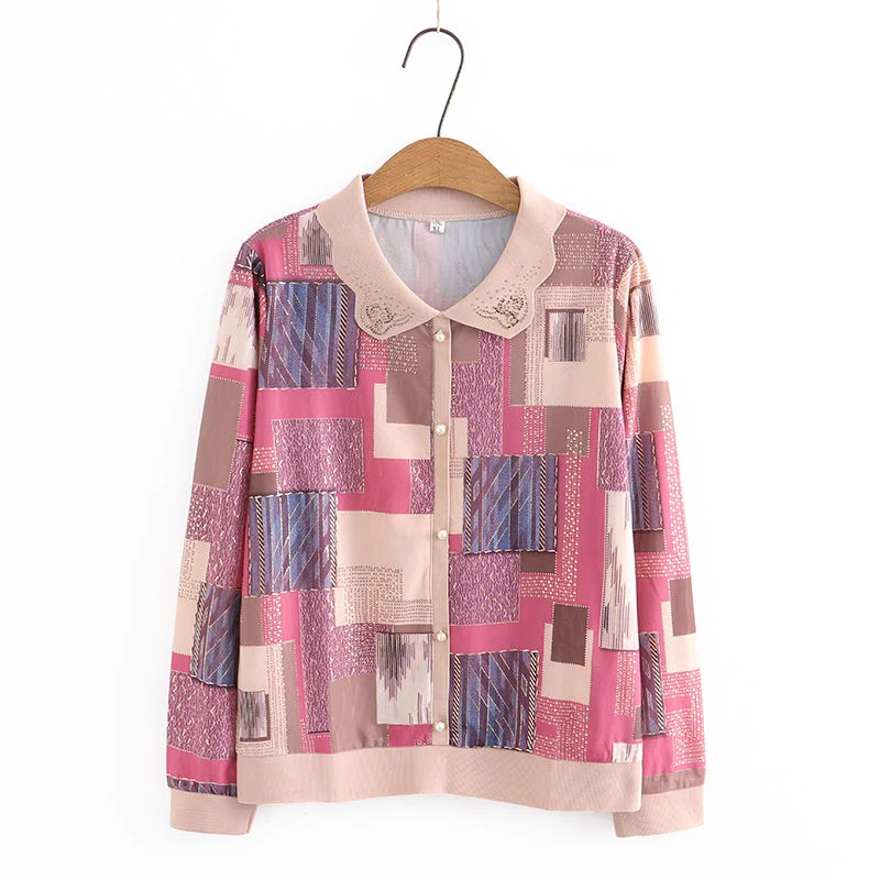 

Женская футболка с длинными рукавами, модный повседневный топ с лацканами и принтом