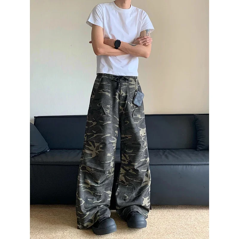 Streetwear Vintage Camouflage Baggy Cargo Pants for Women and Men Straight Wide Leg Oversize Trousers Aesthetics Y2K Pantalons