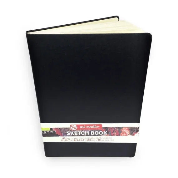 C.A | Sketchbook Tapa Dura Negro 🎨 | Cuaderno de Bocetos 80 Hojas 140g | Ideal para Dibujo, Arte y Técnicas Secas