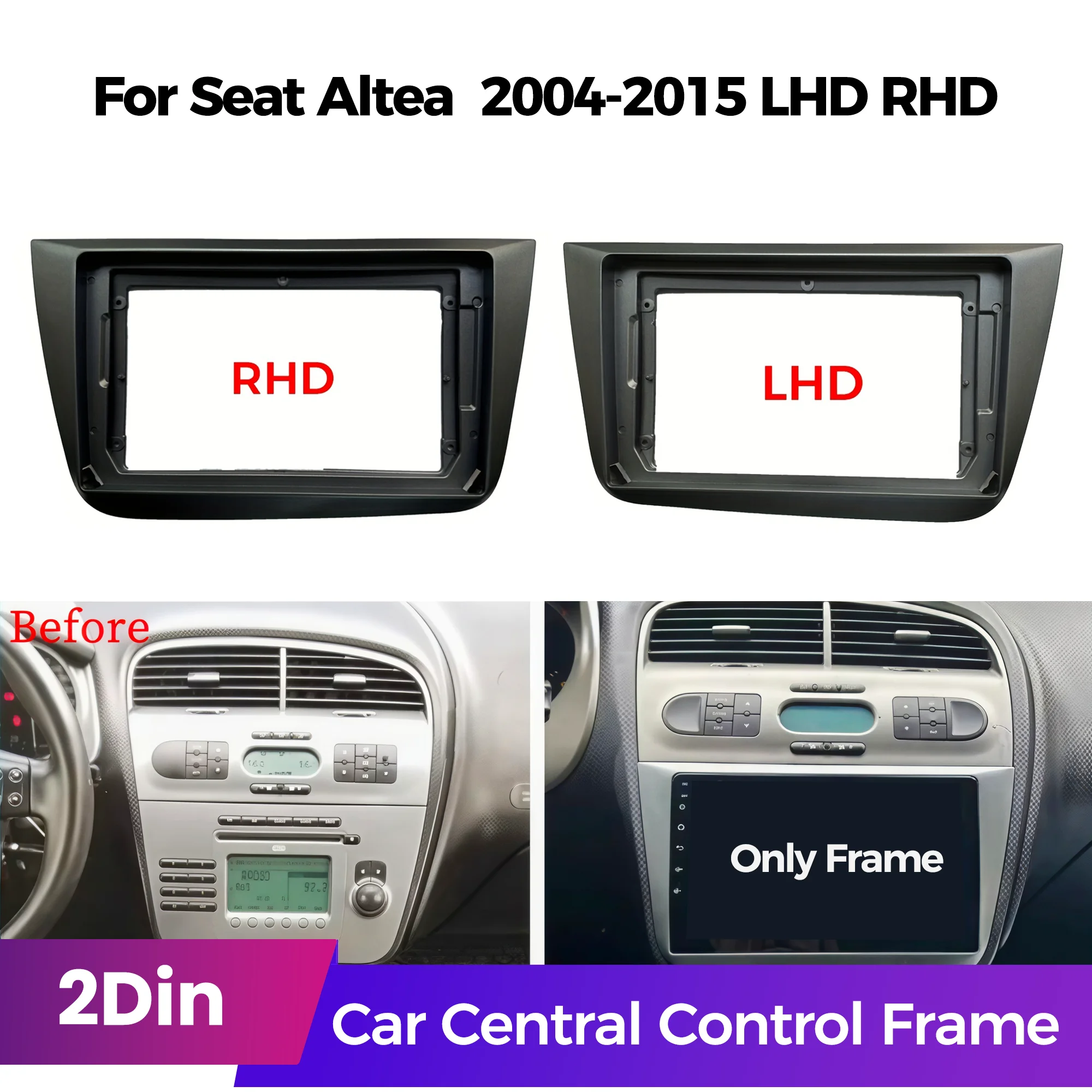 9 Inch Android Car Navigation Frame Dashboard Panel  Radio Bezel for Seat Altea Installation Modification Kit 2004-2015