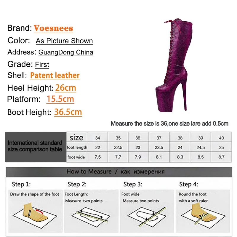 Plus Size modello serpente 26CM tacchi alti pompe piattaforma impermeabile moda stivali al ginocchio discoteca Pole Dance scarpe per le donne