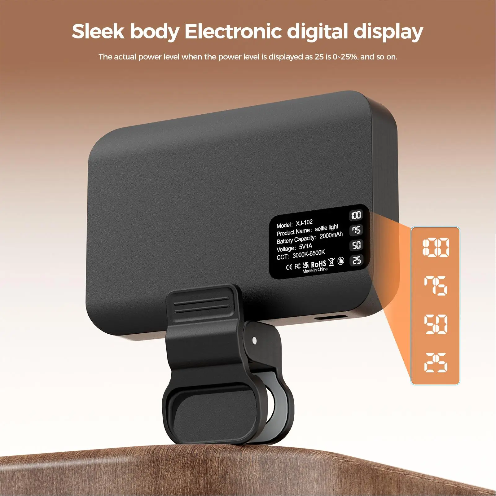 Portable Phone Selfie Light Rechargeable 3 Color Modes Adjustable Brightness Clip-on LED Light For Makeup Vlogging Live