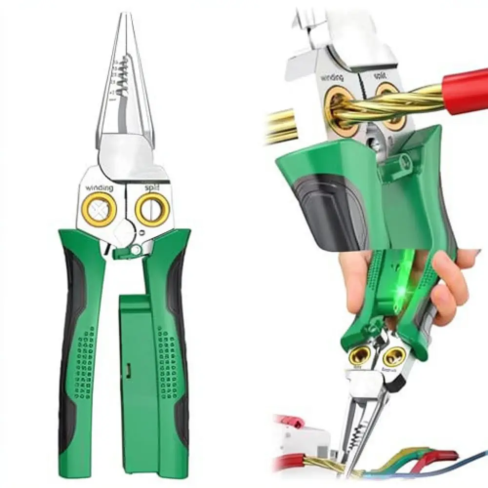 8 In 1 Multifunctional Wire Cutter Stripper Electrician Pliers Precision Needle Nose Tool With Voltage Tester Pen