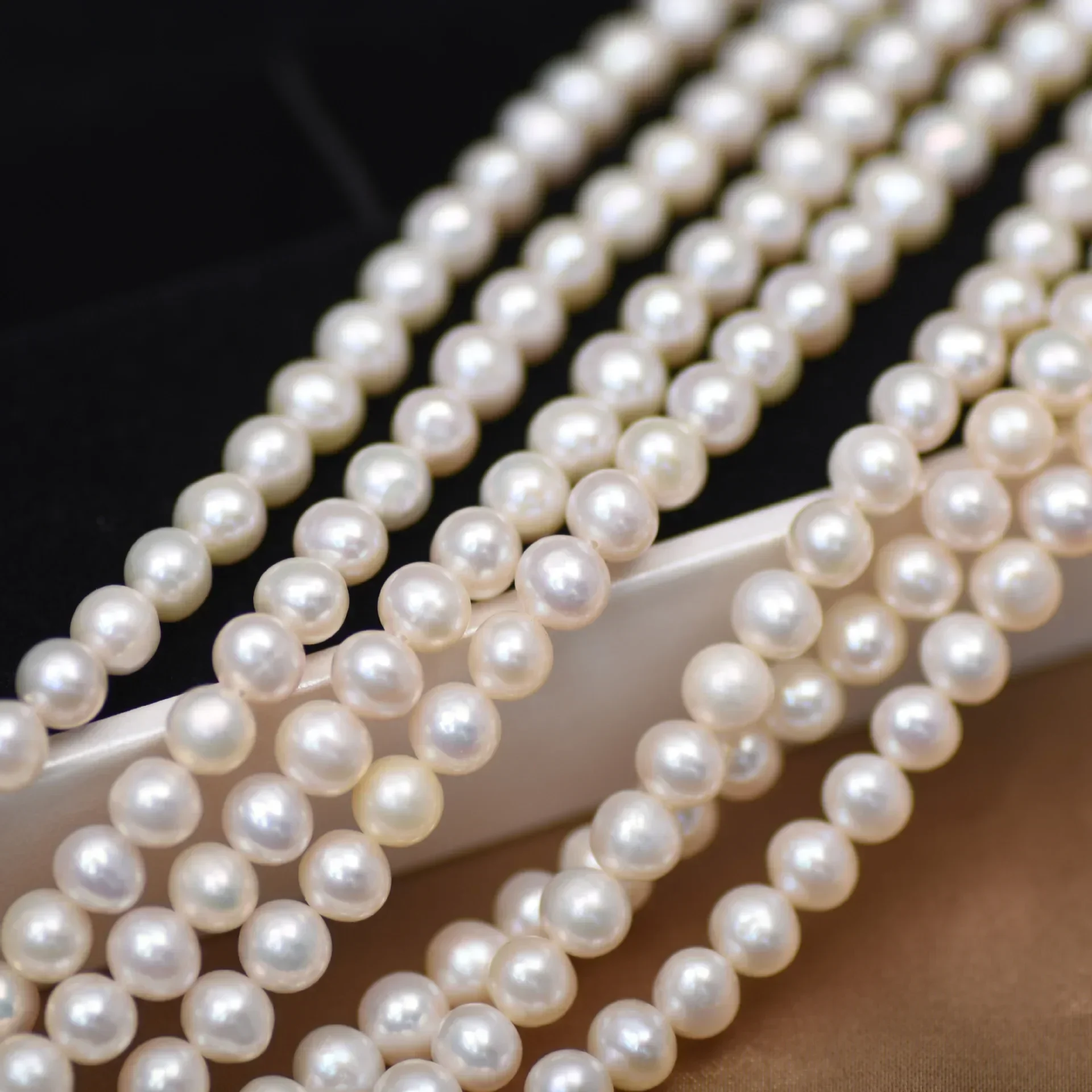 5-6mm4A Premium Quality Smooth Gem Natural Freshwater White Pearl Round Bead Gift Jewelry Make DIY Necklace Bracelet Accessories