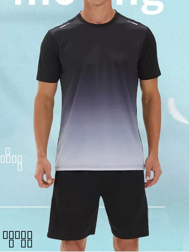 

Тонкий быстросохнущий спортивный костюм из ледяного шелка с короткими рукавами для мужчин и женщин, одежда для тренировок по баскетболу, фитнеса, бега, спортивное оборудование