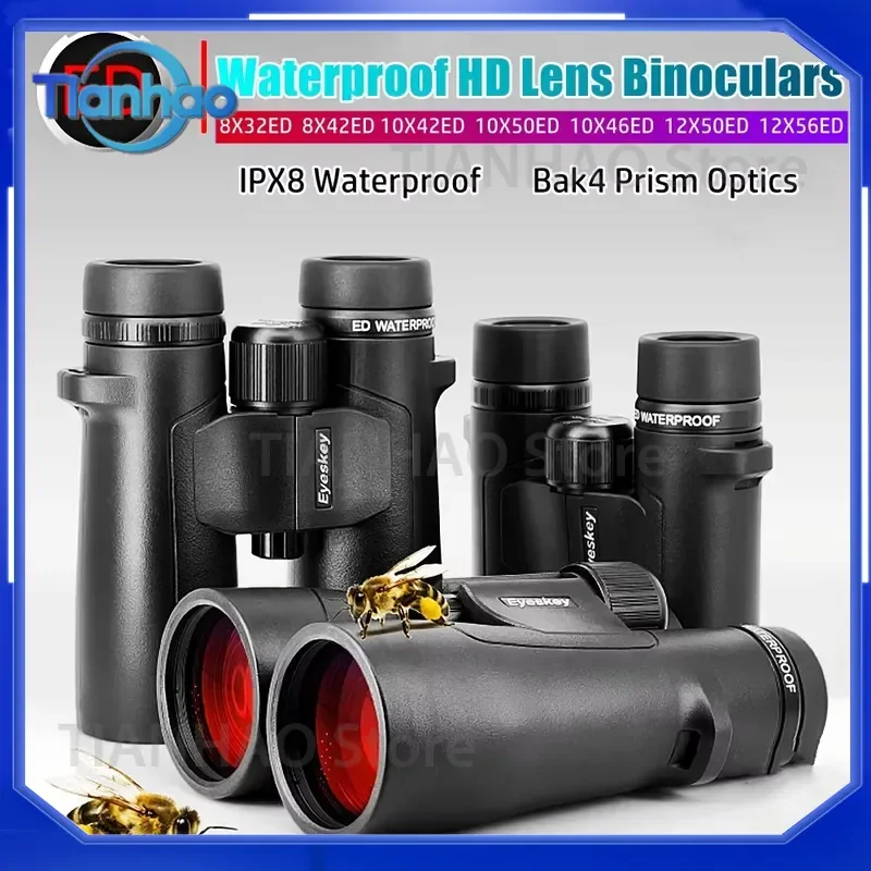 Eyeskey ED Bak4 IPX8 Binoculars for 8X42ED 10X50ED 10X56ED 12X50ED 12X56ED Waterproof Telescope for Outdoor Hunting Birding