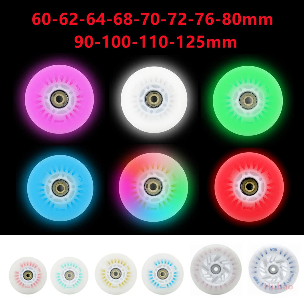 4pcs LED Flash Wheel 60/62/64/68/70/72/76//80mm Inline Skates 90/100/110/125mm Speed Skates Rock Fancy Roller Skates PU Tyres