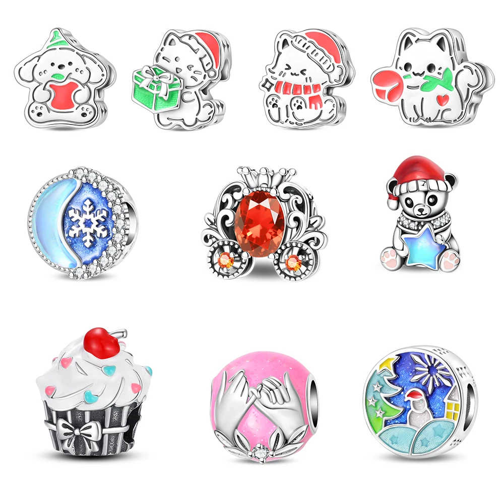 Versilbertes Weihnachts-Statement-Charm-Armband mit Niedlichem 3D-Panda-Design, Hypoallergen und Trendig als Geschenk