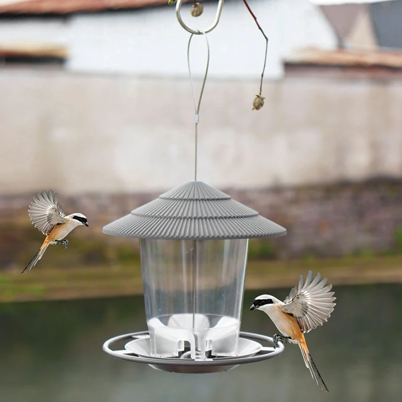 

LUCK-Garden Gazebo Hanging Wild Bird Feeder Outdoor Container Pet Bird Feeding House Type Bird Feeder