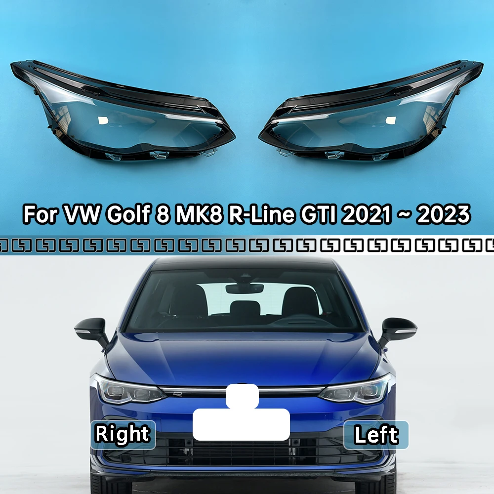 For Volkswagen VW Golf 8 MK8 R-Line GTI 2021 2022 2023 Car Front Headlight Lens Cover Auto Case Headlamp Glass Lampshade