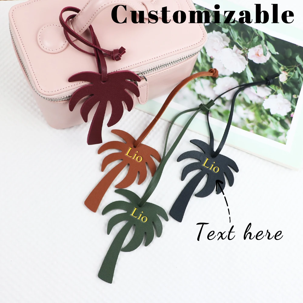 اسم مخصص الجلود شجرة جوز الهند قلادة حقيبة يد الديكور سحر حقيبة يد DIY الاكسسوارات الحرفية