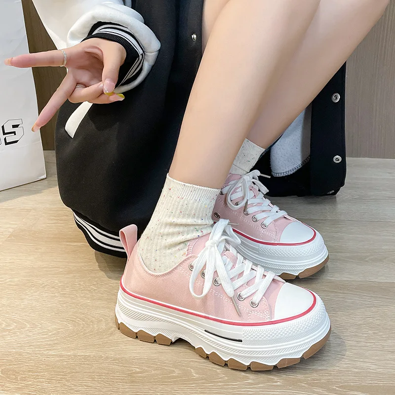 Spring Canvas Shoes Women's Fashion Lolita White Shoes Student Thick Sole Sports Shoes Casual Versatile Instagram Single Shoes