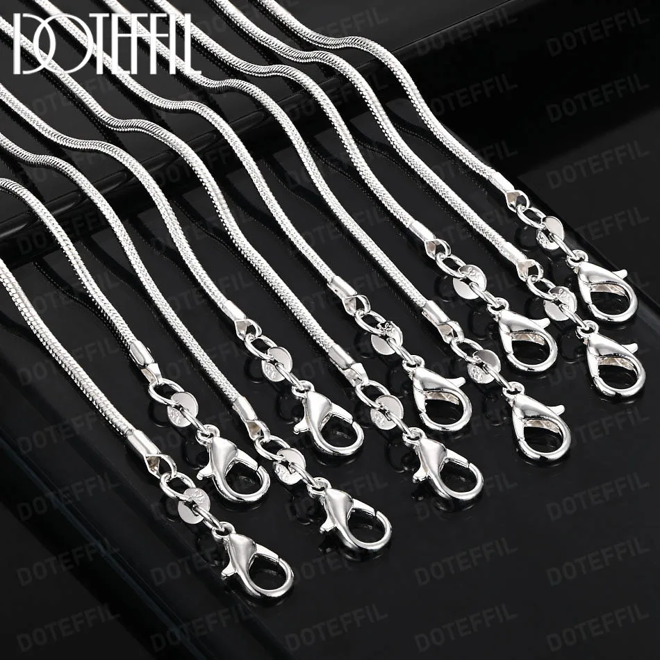 DOTEFFIL 2MM Snake Chain 925 Sterling Silver 1/5/10pcs/Lot 16-30 Inch Basic Necklace For Woman Man Fashion Jewelry