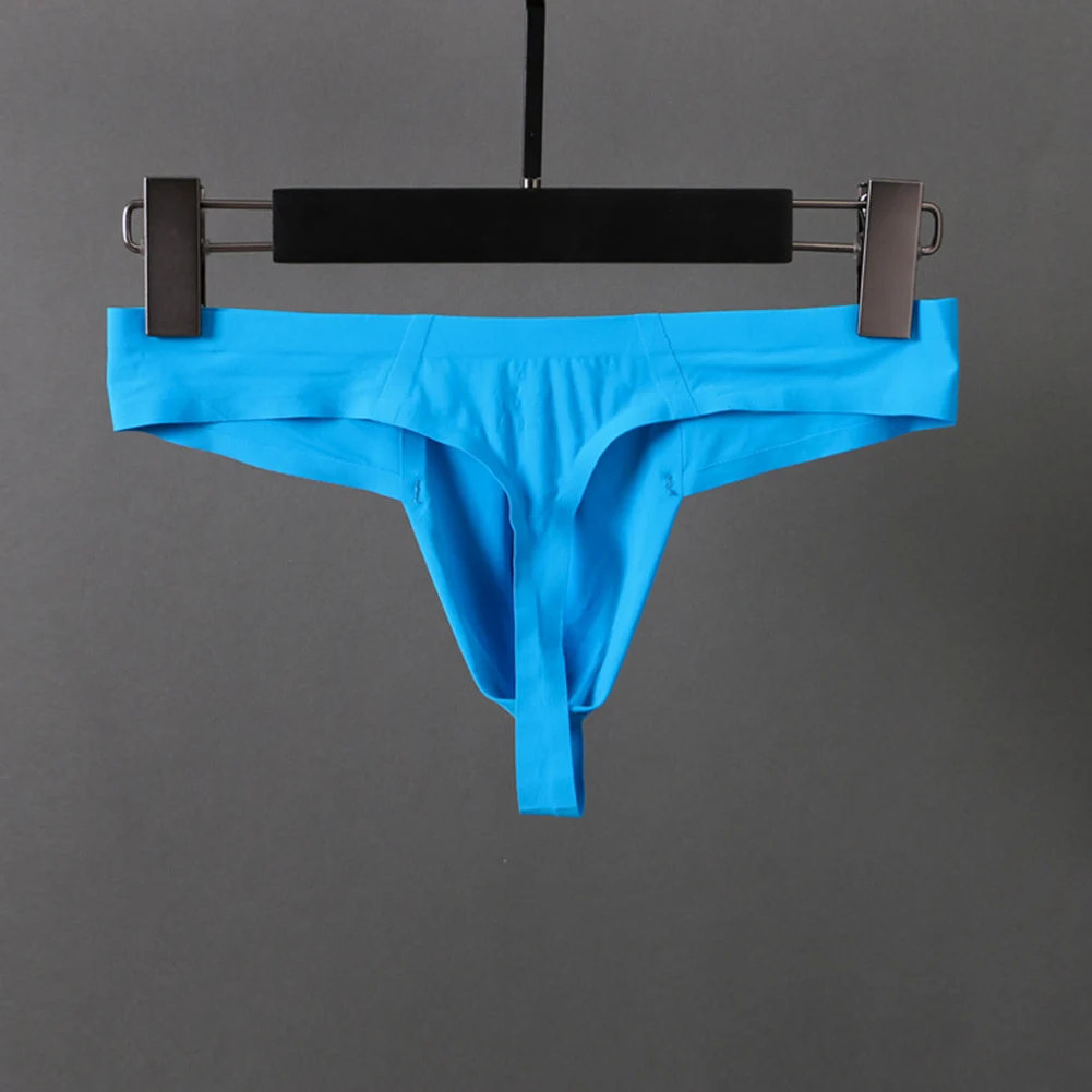 

Men Ice Silk Seamless Thong G-Strings Lingerie Low Waist T-Back Gay Sissy U Pouch Briefs Elastic Underwear For Hot Man Panties