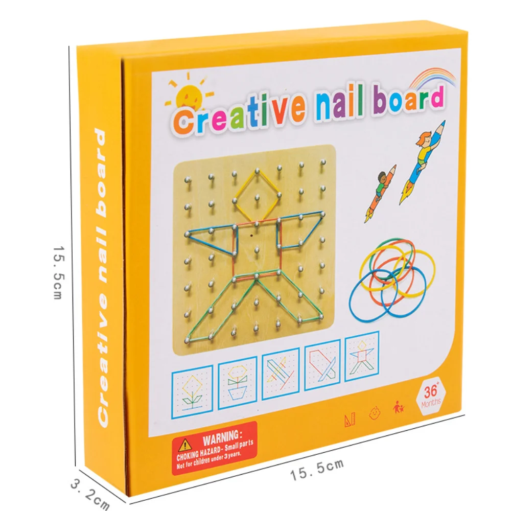 Montessori Houten Spijkerplanken Set Geo Board Geschenken Graphics Wiskunde Patroon Blokken Elastiekjes Met Kaarten Baby Creatief Speelgoed