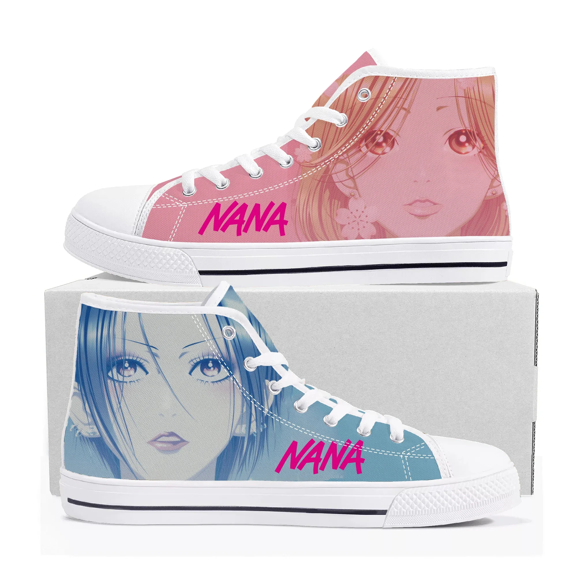 Hot Shoujo Manga NANA Osaki Komatsu Comics High Top Sneakers Mens Womens Teenager Canvas Sneaker Casual Couple Shoes Custom Shoe